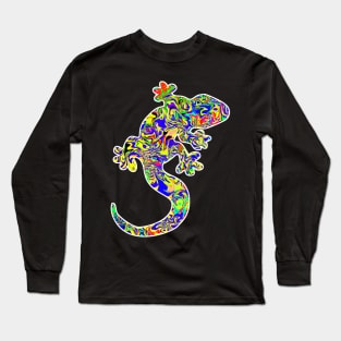 Colorful surreal psychedelic lizard king III Long Sleeve T-Shirt